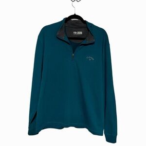 Callaway Sweater Mens Size Large 1/4 Zip Pullover Long Sleeve Golf Teal Green